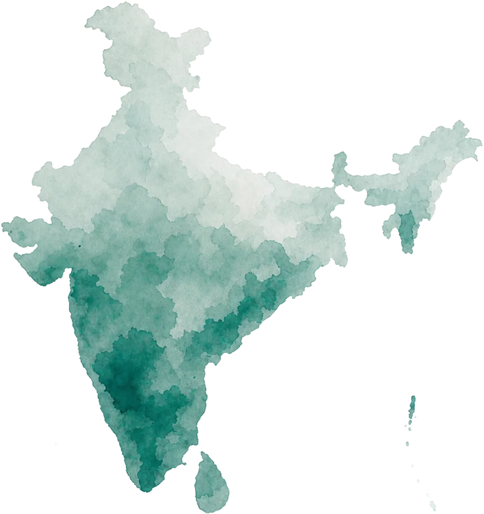 Watercolour map of India